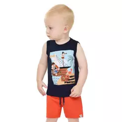 Conjunto Bebê Menino Pirata Interativo Elian Azul