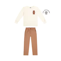 Conjunto Longo Infantil Menino Bordado Colorittá Bege