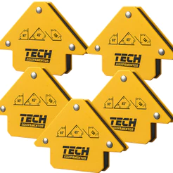 kit 5 Esquadro Magnético TECH 12kg Solda Multiângulos 30° 45° 135° Aço Reforçado Dupla Face