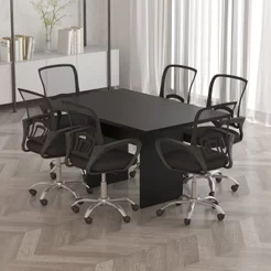 Mesa para Reunião 6 Lugareso 136cm x 90cm Preto Preto