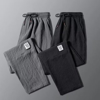 Calças de seda gelo estilo fino masculino de secagem rápida resistente à sujeira calças compridas primavera verão Casual