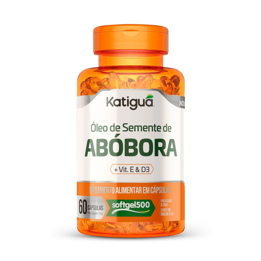 Óleo de Semente de Abóbora Vitamina D3 e E 866mg 60Cápsulas Katiguà