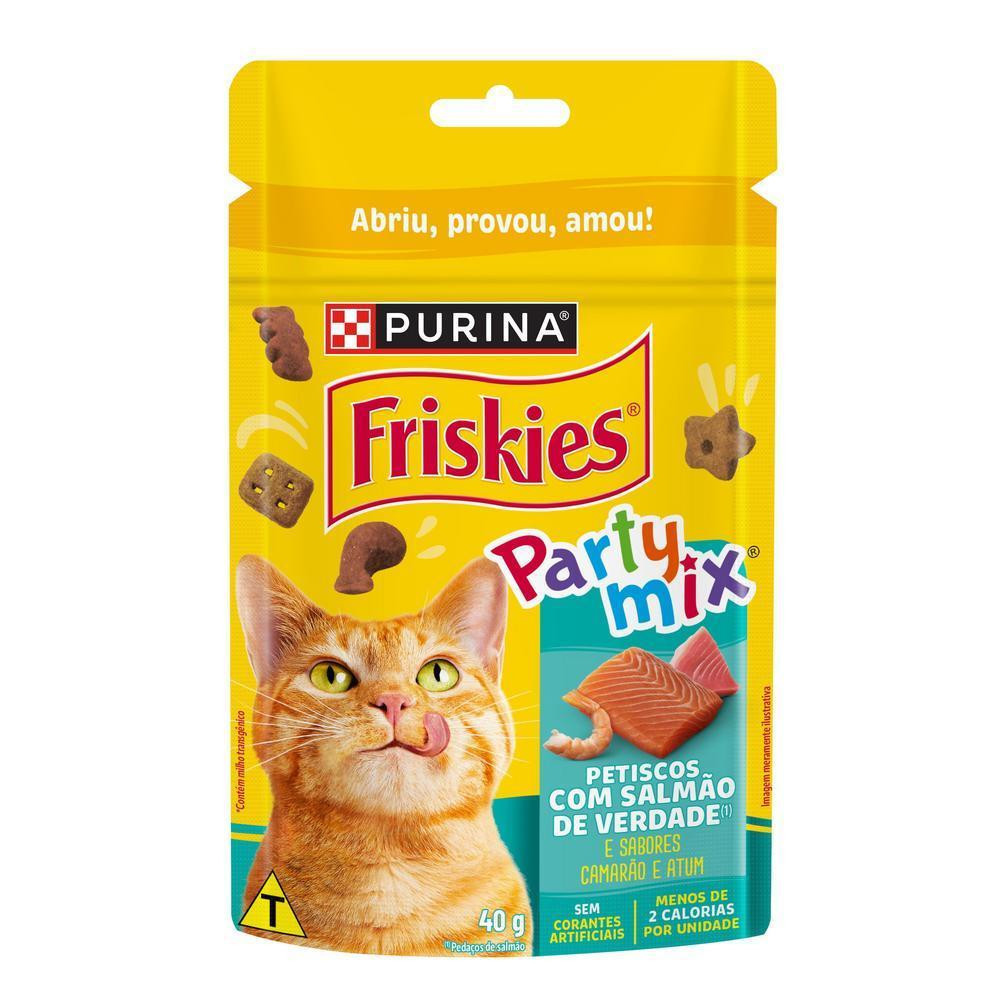 Purina Party Mix Petiscos Para Gatos Salmão 40G Friskies em Oferta na Shopee
