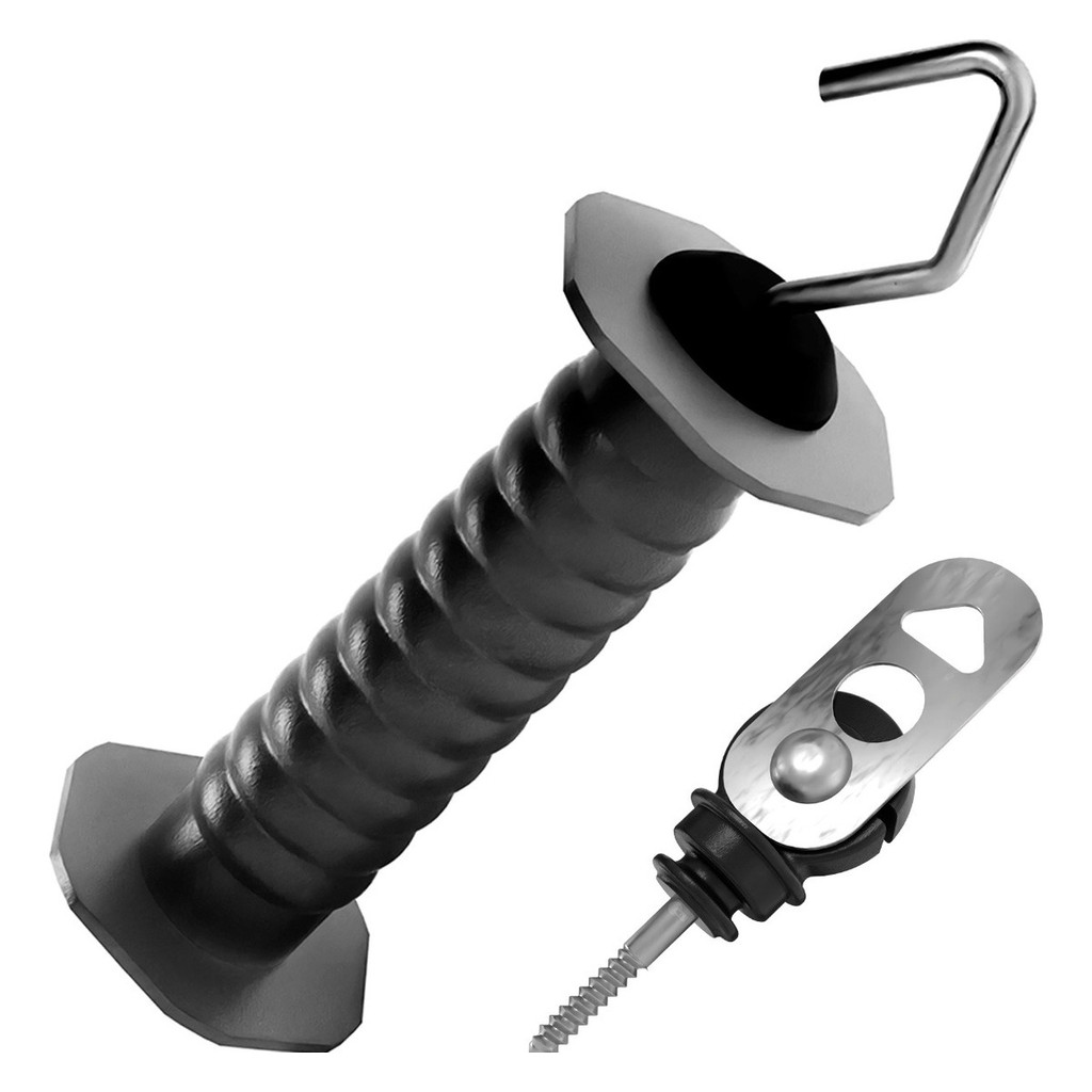 Kit 5un Porteira Curta + 5un Engate para Cerca Elétrica Mola Interna Alta Resistência Amarela