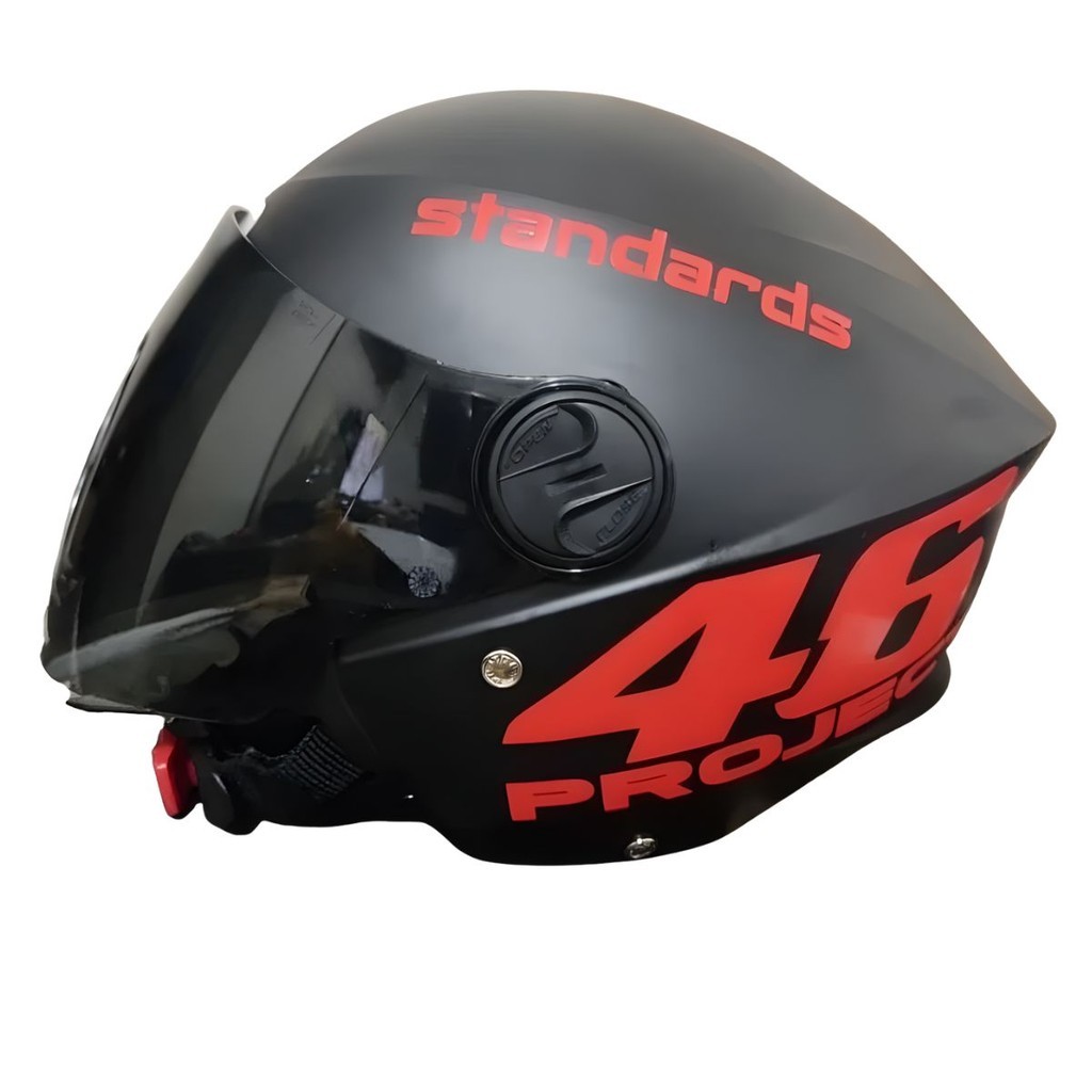Capacete Adesivado Project 46 Vermelho Preto Fosco Com Viseira Fumê · foto 2