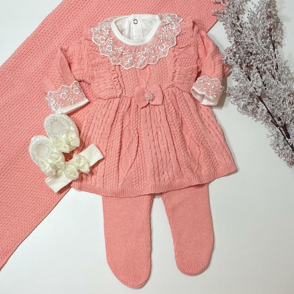 Kit Saída Maternidade Menina Enxoval Bebê Princesa Luxo Recém-Nascido Tricô