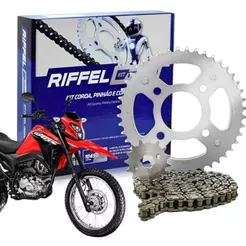 Kit Relação Tração Transmissão S/ Retentor Honda Bros 160 Xre 190 2015 a 2025 Original Riffel