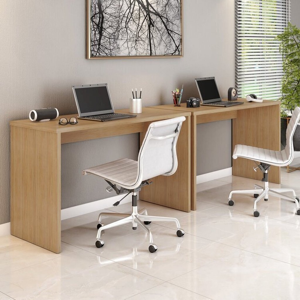 Conjunto 2 Mesas para Escritório 127cm Gávea Office Freijó em Oferta na Shopee