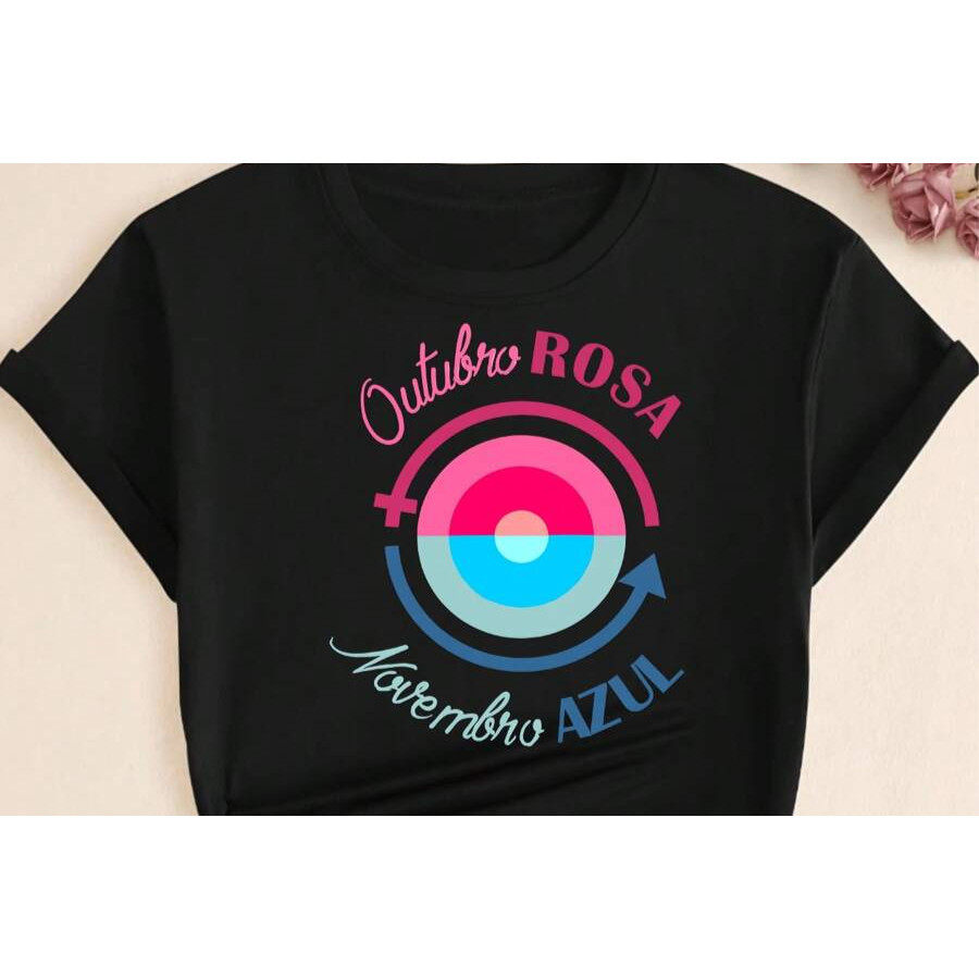 Camiseta Básica Unissex Outubro Rosa Novembro Azul 100% Algodão P-G3 Lançamento 2025 Envio Imediato