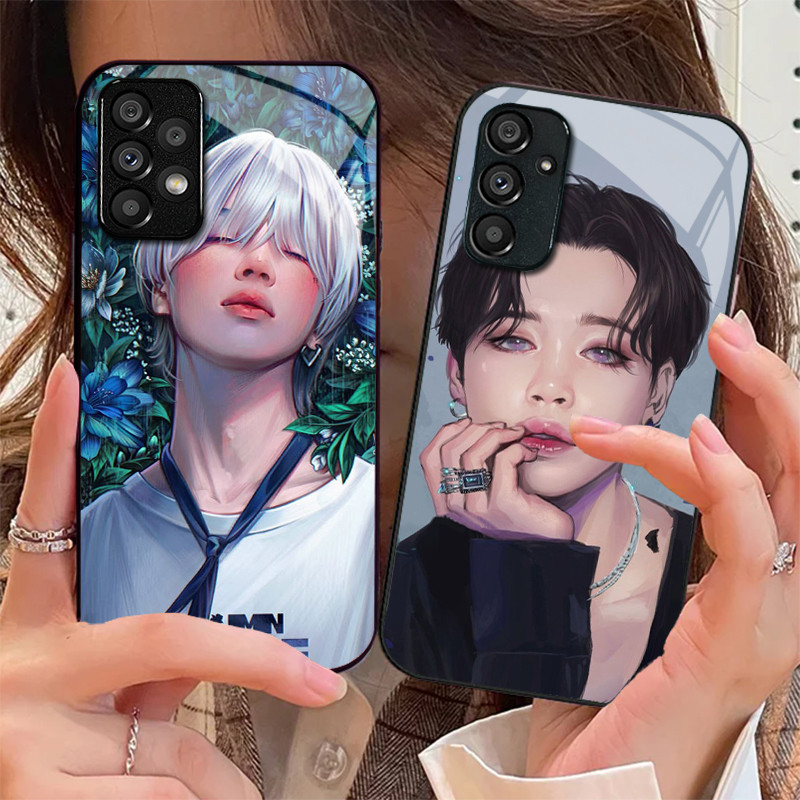 jimin 10 Capa De Telefone De Vidro Para Samsung Galaxy A16 A15 A25 A35 A55 A53 A54 A34 A14 A32 A52 4G 5G A56 A54