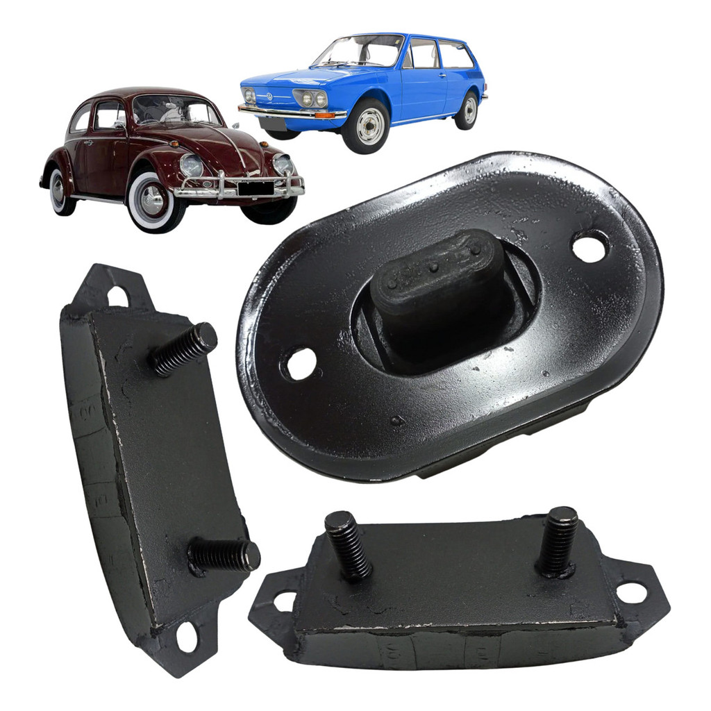 Kit 3 Coxim Cambio + Motor + Calço Fusca Brasilia Variant Tl