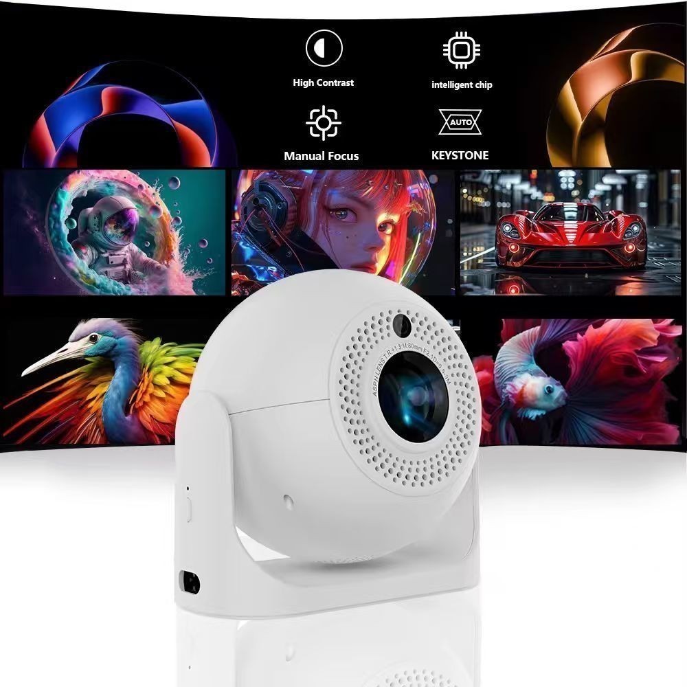 Projetor JY360 4K Android 13 Dual WiFi 6 Bluetooth 5.0 Auto Foco Keystone Full HD Home Theater Portátil