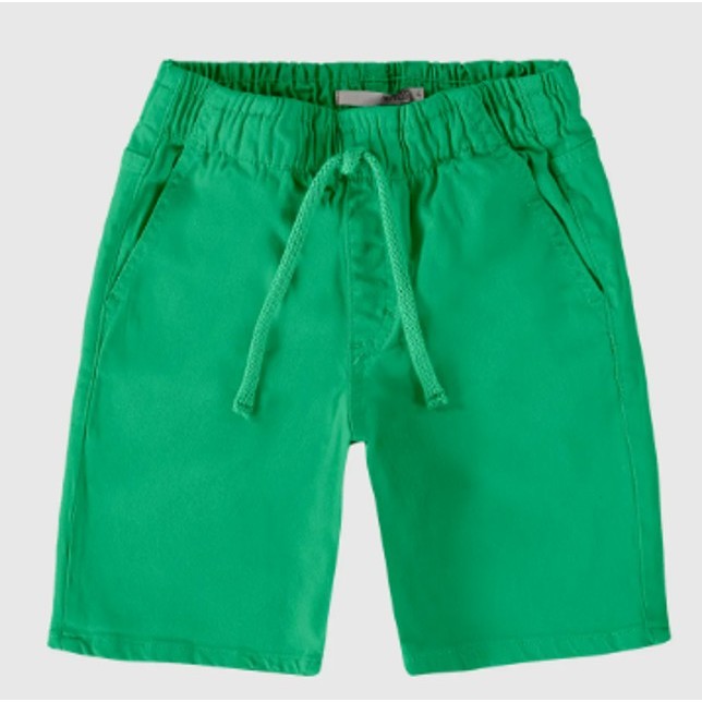 Bermuda Infantil Menino Cadarço Frontal Em Sarja Com Elastano Malwee Kids Verde
