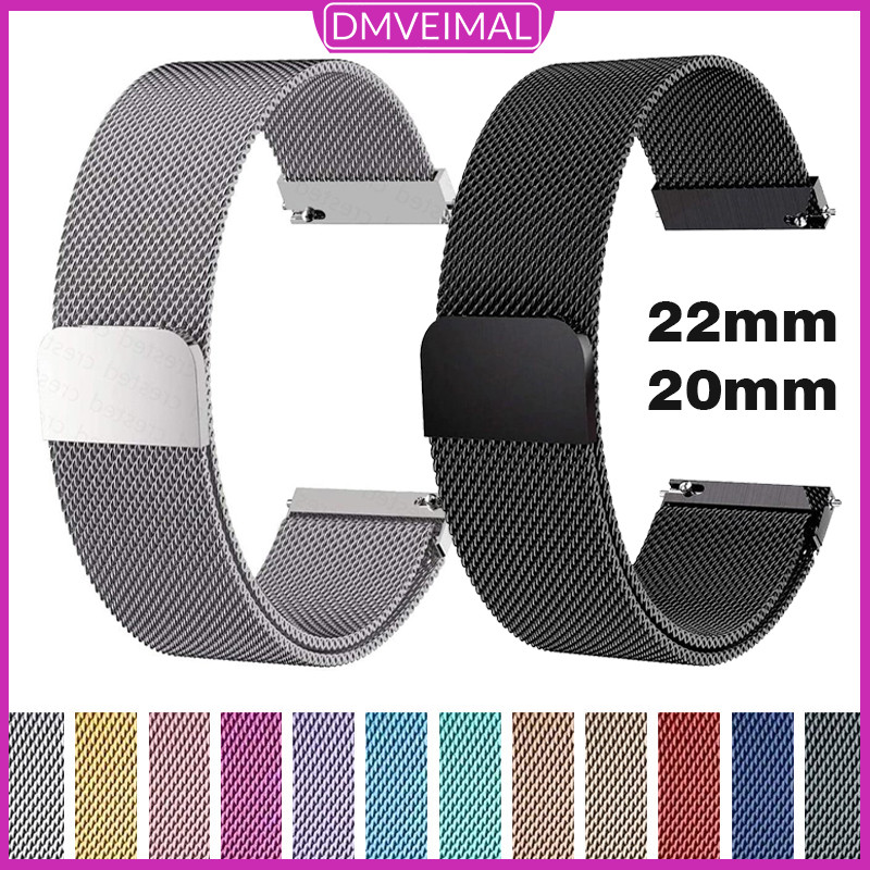 Pulseira Milanesa 22mm 20mm De Aço Para Galaxy Watch 7 6 5 FE/Active 2 Gear S3/ Huawei GT 6 5/ Amazfit GTR GTS 4 Mini em Oferta na Shopee