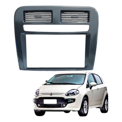 MOLDURA PARA CENTRAL MULTIMIDIA MP5 9 POL 2 DIN FIAT PUNTO 2008 A 2014 89/J23B CINZA