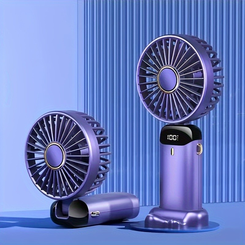Ventilador Portátil Mini Dobrável 5 Modos USB 3000mAh Silencioso de Mesa e Pescoço