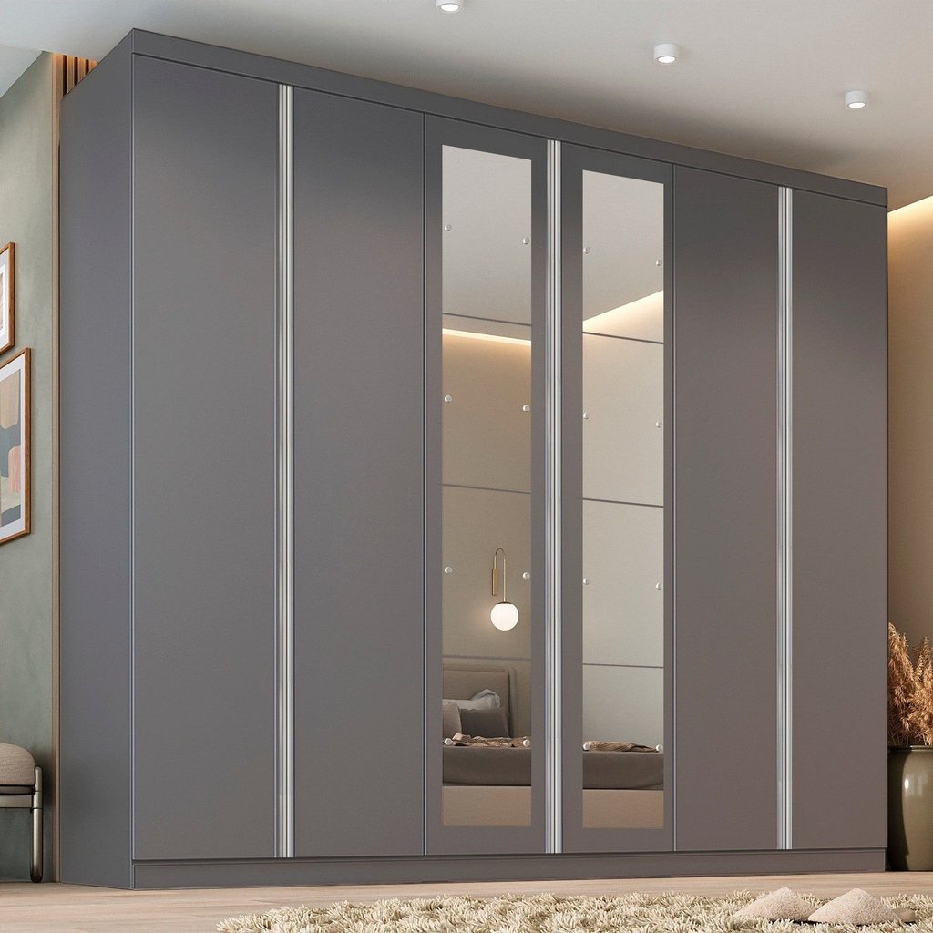 Guarda-Roupa Casal 6 Portas com Espelho Monte Carlo Yescasa Ônix