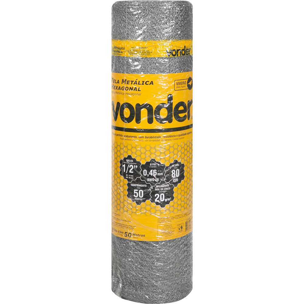 Tela Metálica Hexagonal Malha 1/2" 26 BWG 0,8 x 50 m Vonder em Oferta na Shopee