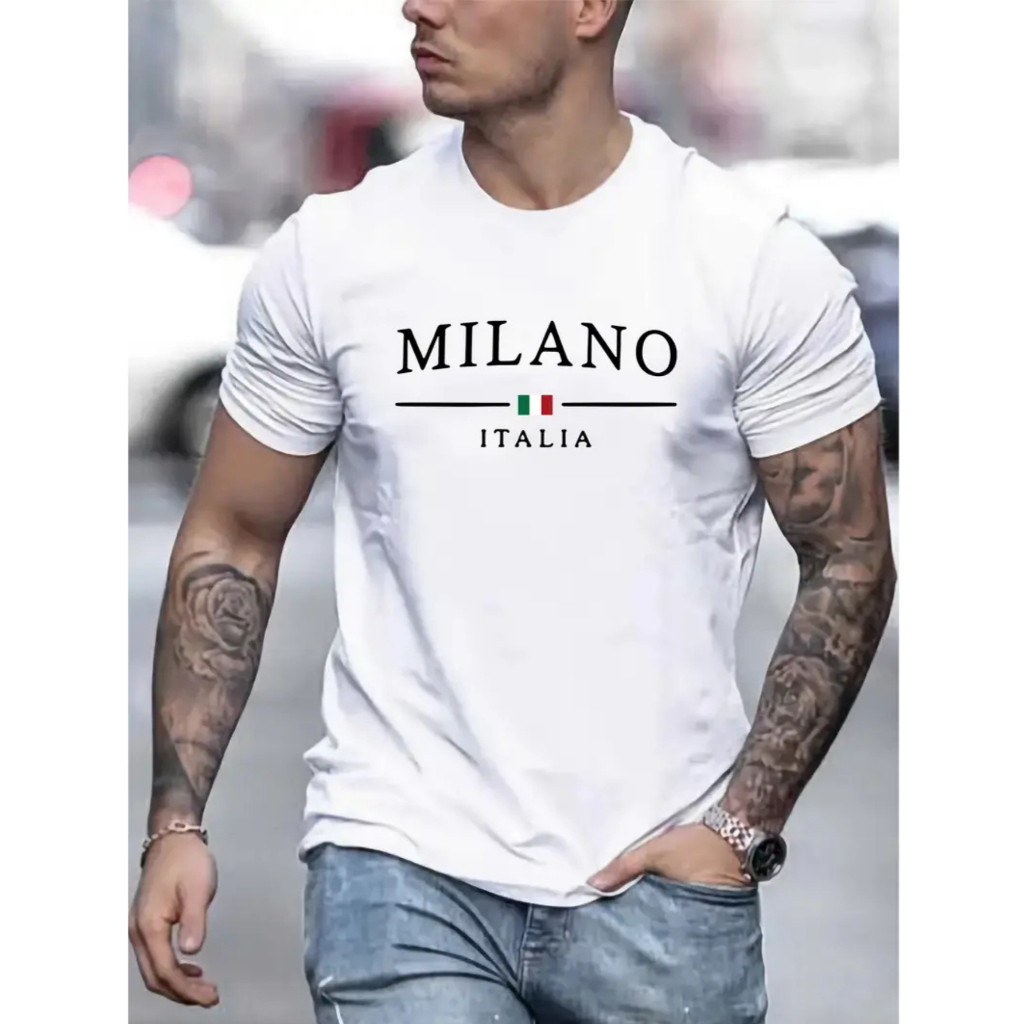 Camiseta Masculina Estampada Milano Paris Blusa 100% Algodão