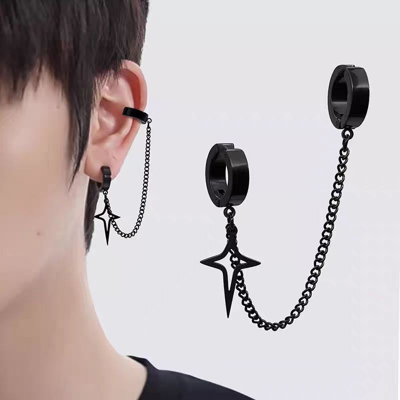 1Pc Na Moda Minimalista Brincos Para Adolescentes Orelha Sem Piercing Feminino Masculino Falso Estrela Pingente Jóias