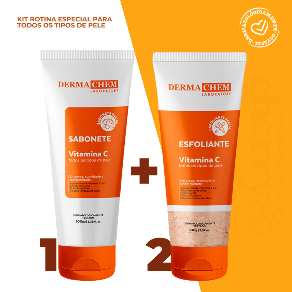 Kit Skincare Vitamina C Sabonete + Esfoliante Clareador Dermachem