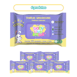 Kit 6 Pacotes Toalhas Umedecidas Premium 120 Folhas Baby Club