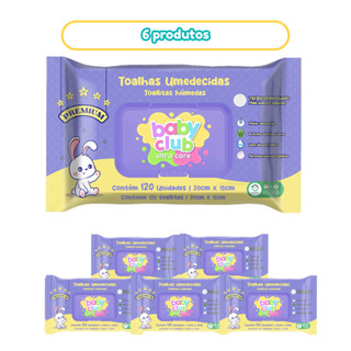 Kit 6 Pacotes Toalhas Umedecidas Premium 120 Folhas Baby Club em Oferta na Shopee