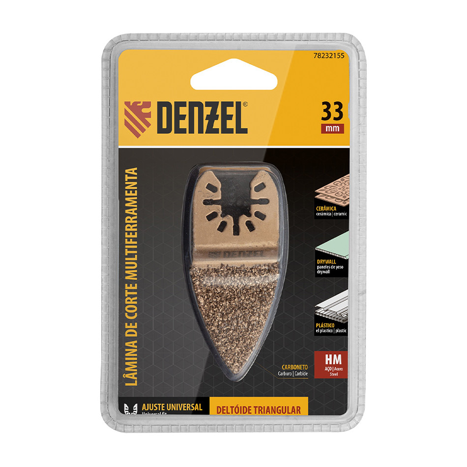 Lâmina para Multiferramenta 33mm Lixamento e Desbaste em Cerâmica, Drywall e Plástico Denzel 78232155