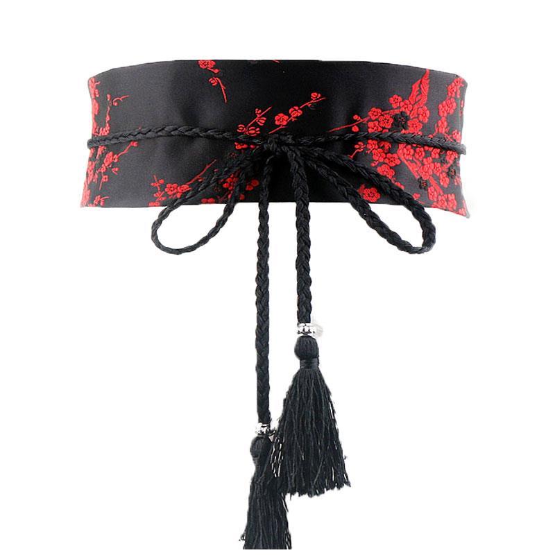 Estilo chinês bordado atado cinto feminino largo vestido decorativo moda Hanfu cintura cinto de pano saia antiga na moda