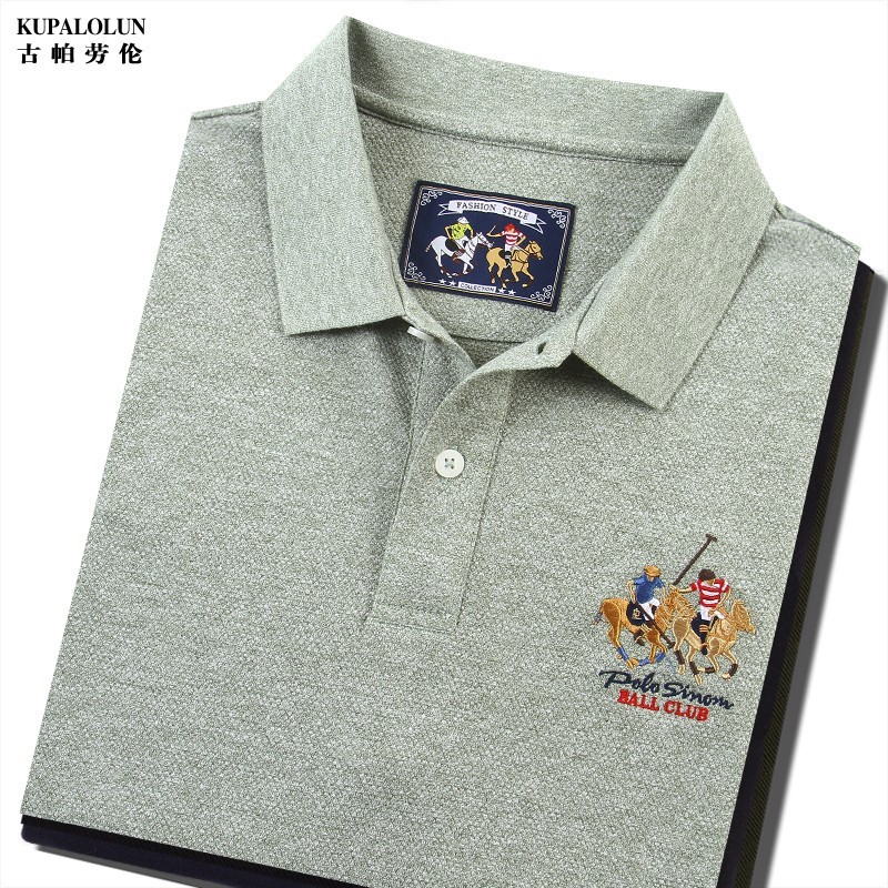 Verão de manga curta camiseta masculina lapela fina Paul camisa cor sólida negócios Casual topo camisa POLO pai