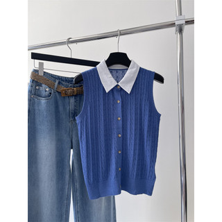 JAYT requintado elegante polo gola de linho torcido colete Tencel linho High-End minimalista torcido camisola