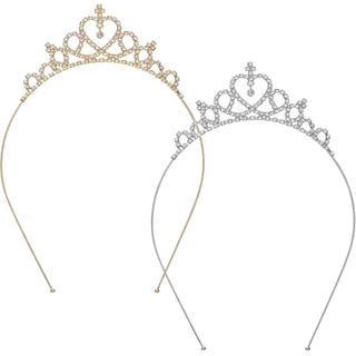 2 PCS Tiara com Strass, Coroa de Princesa para Mulheres, Coroas de Princesa para Aniversário, Natal, Casamento, Acessóri