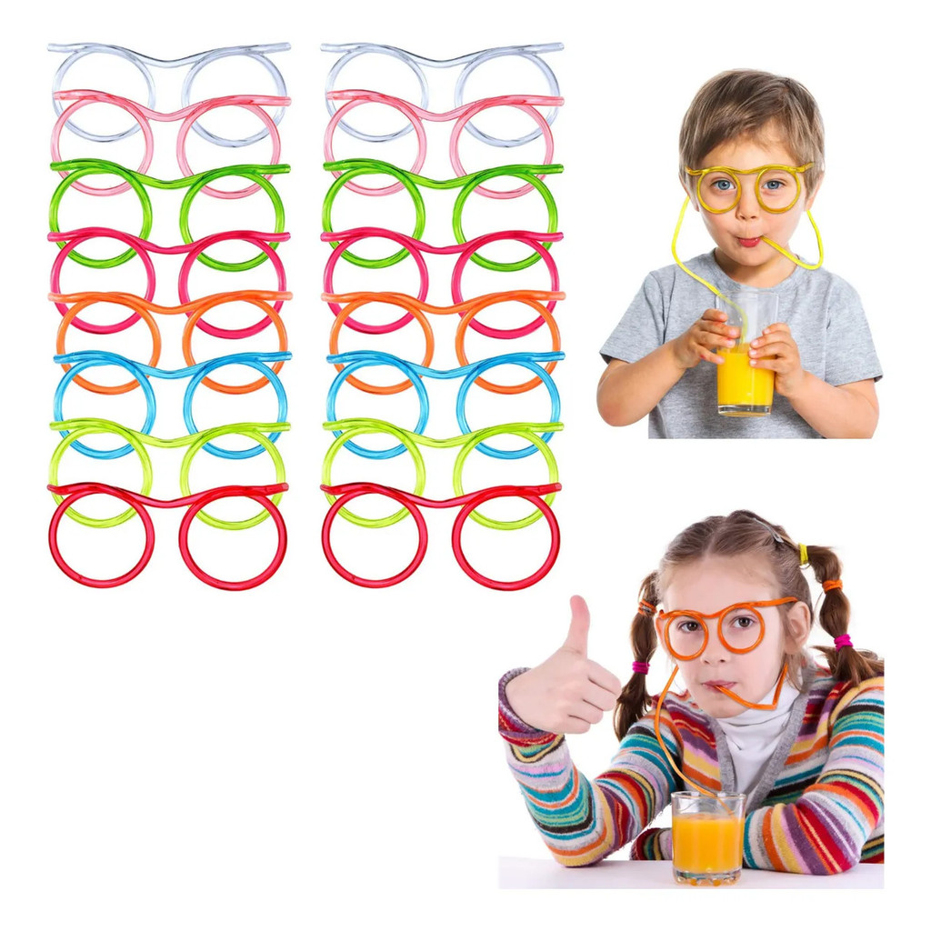 15 Canudo Oculos Lembrancinha Festa Infantil Criança Plastic
