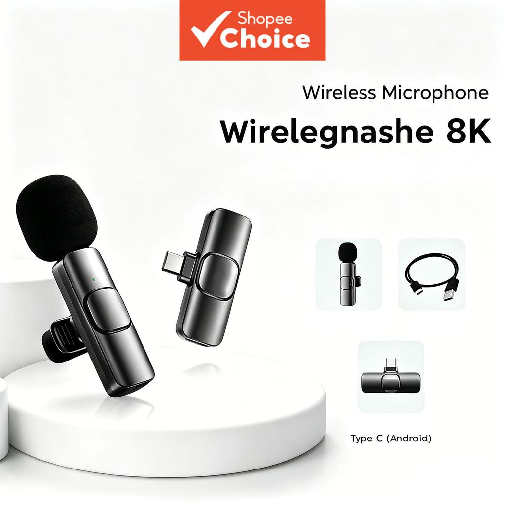Microfone De Lapela Sem Fio K9 Mini Com Cancelamento De Ruído Tipo C De 1 Pacote