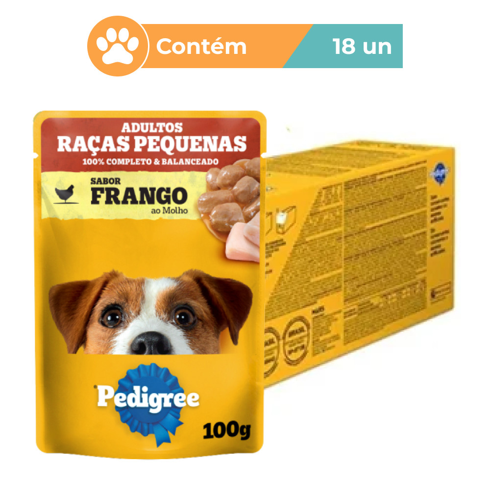 Ração Úmida Pedigree Frango Cães Raça Pequena 18x100g