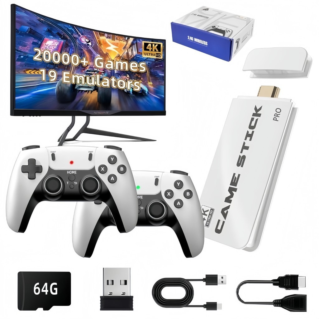 2025 NOVO Vídeo Game Stick M15 Plus 4k 64gb Hdmi Com 2 Controles Se Fio +20mil Jogos