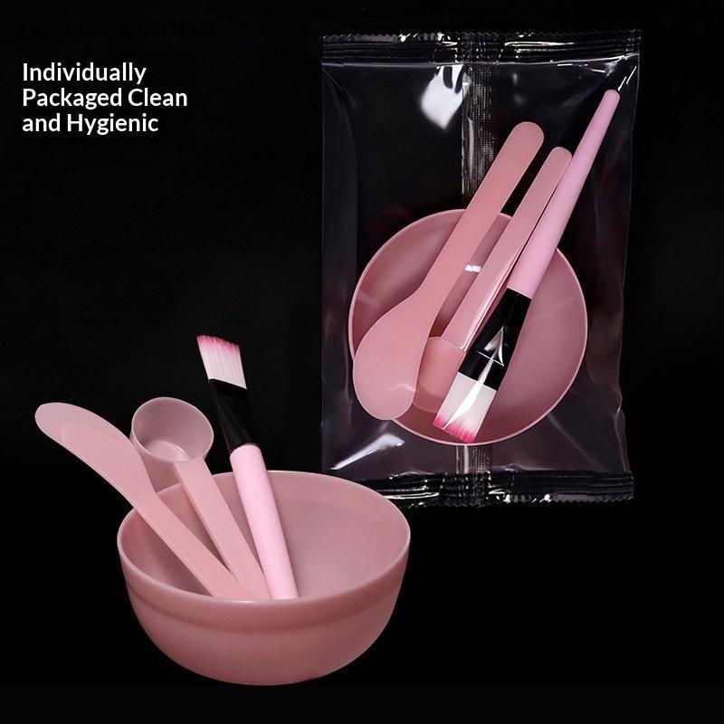 Kit De Mistura De Máscara Facial De Silicone Sem BPA , 4 Unidades , Tigela , Espátula Sti , Escova Para Cuidados Faciais