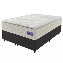 Cama Box Queen Colchão Ortopédico Atena Molas Ensacadas Pillow Top 158x198x76cm Hip Sleep