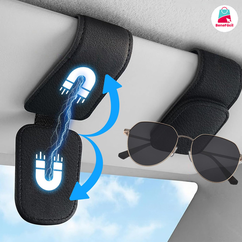 Suporte Premium de Óculos Automotivo: Clipe de Cartão, Porta-Tickets e Estojo de Caneta