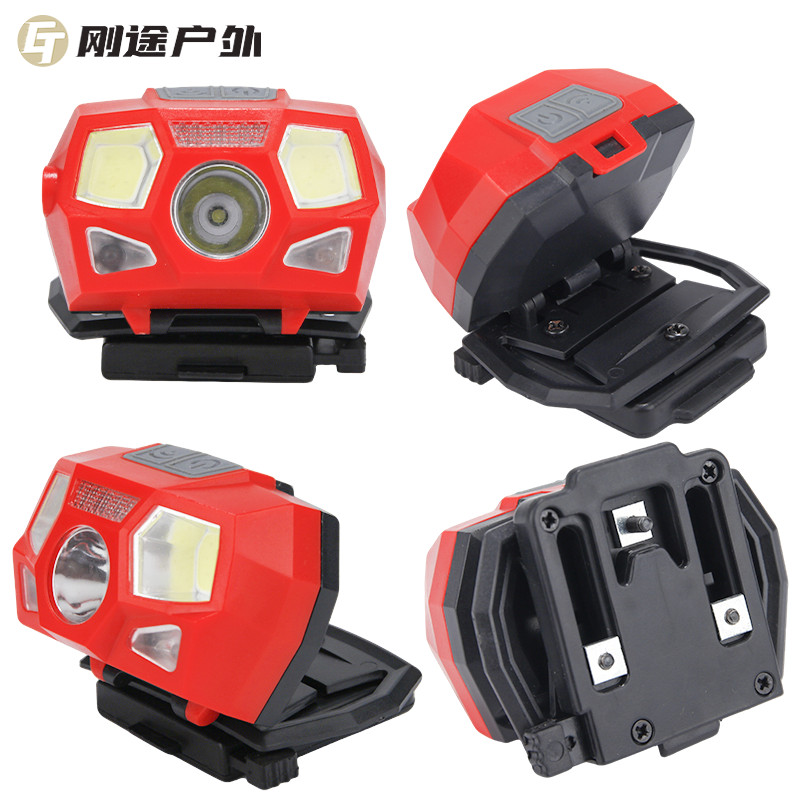 Cabeça do capacete Sensor de desgaste farol tático LED Zoom forte fonte luz caminhadas escalada noite pesca aventura luz