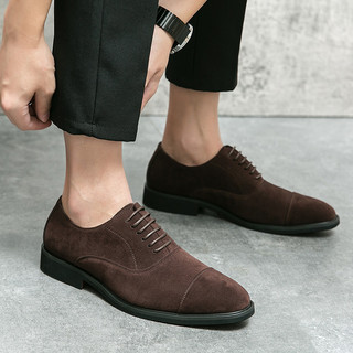 Sapatos masculinos de camurça bico fino britânico fosco negócios sapatos casuais de couro masculino britânico Retro sapa