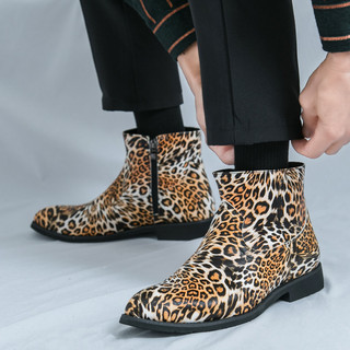 Chelsea botas masculinas versão coreana Martin botas de palco moda de couro boate desempenho botas de cano alto le