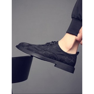 Sapatos de lona masculinos 2025 novo estilo primavera verão respirável leve trabalho de negócios preto genuíno sapatos d
