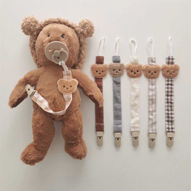 Coreano coreano ins estilo urso bebê chupeta corrente bebê mordedor anti-perdido clipe chocalho brinquedo anti-gota cord