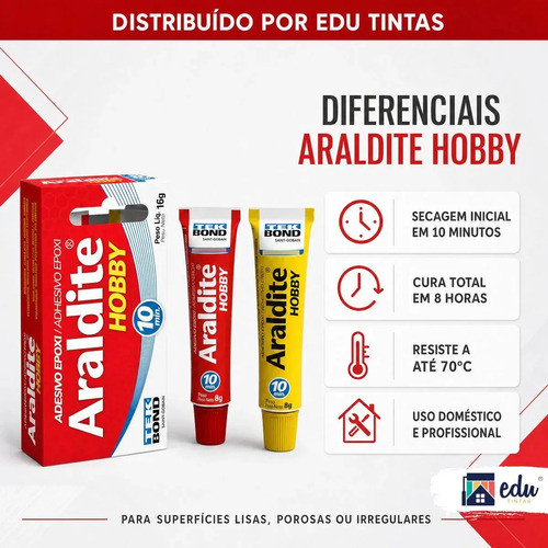 Tekbond Araldite Cola Epóxi Hobby 16g Incolor Seca Rápido Incolor · foto 2