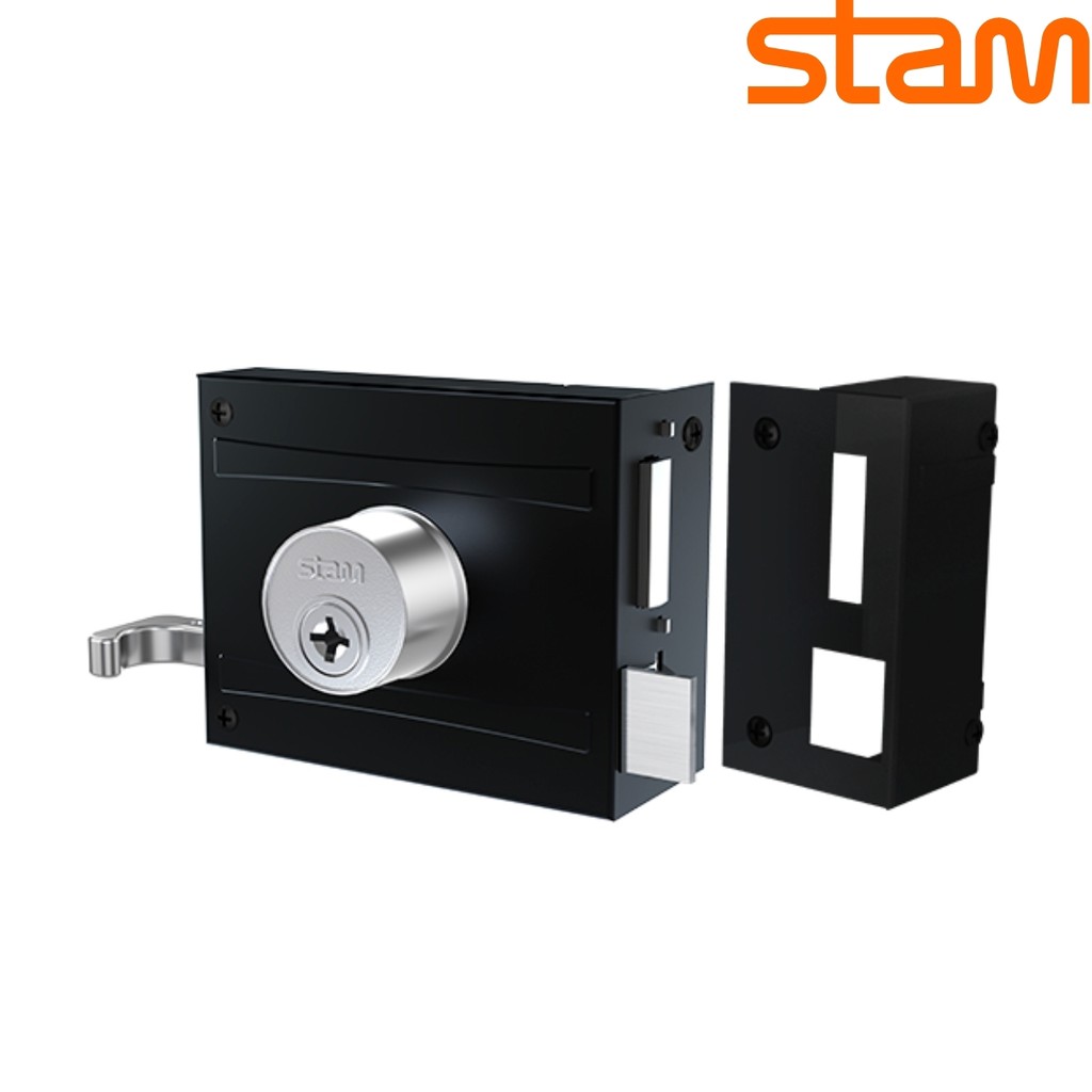 Fechadura Stam 1701100 Tetra Preto Fosco Espelho Inox 56421