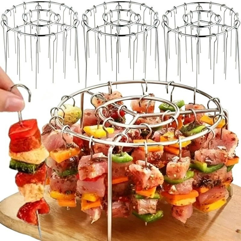 Rack De Grelha De Aço Inoxidável Para Fritadeira De Ar De 1-30 Unidades Com Espetos Suspensos , Design Removível , Melho