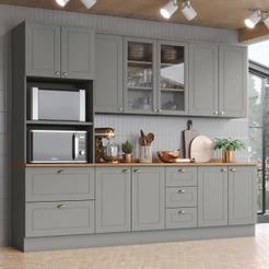 Cozinha Compacta 5 Peças Com Aéreo Cristaleira Amy Casa 812