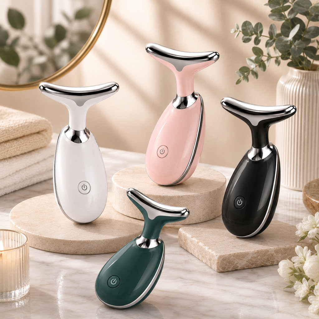 Massageador Facial e Pescoço LED Premium | Rejuvenescimento da Pele, Vibração Inteligente e Aquecimento Relaxante