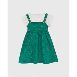 Conjunto Infantil Menina Blusa E Salopete Estampada Em Algodão Malwee Kids